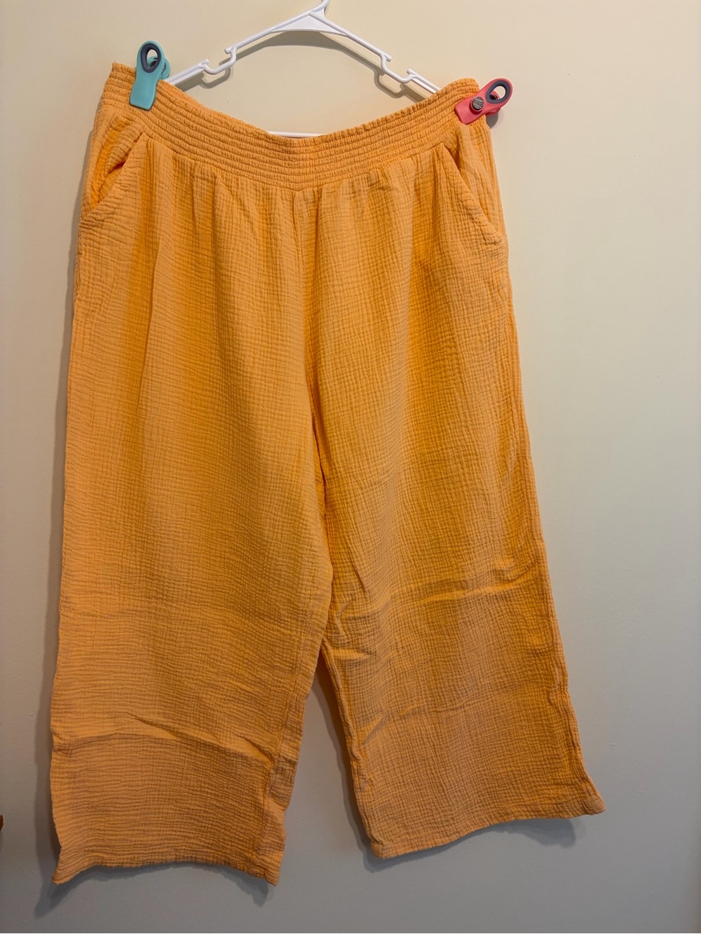 Orange Wide-Leg Cotton Gauze Pull-On Pants